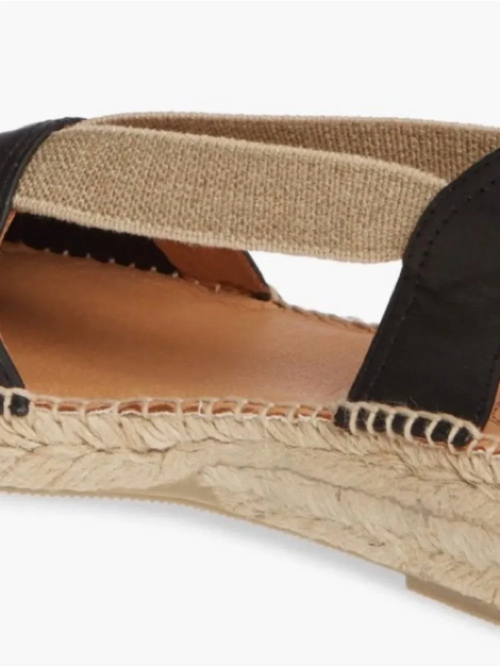 Black Slingback Espadrille Sandals with Elastic Strap Comfy for Summer